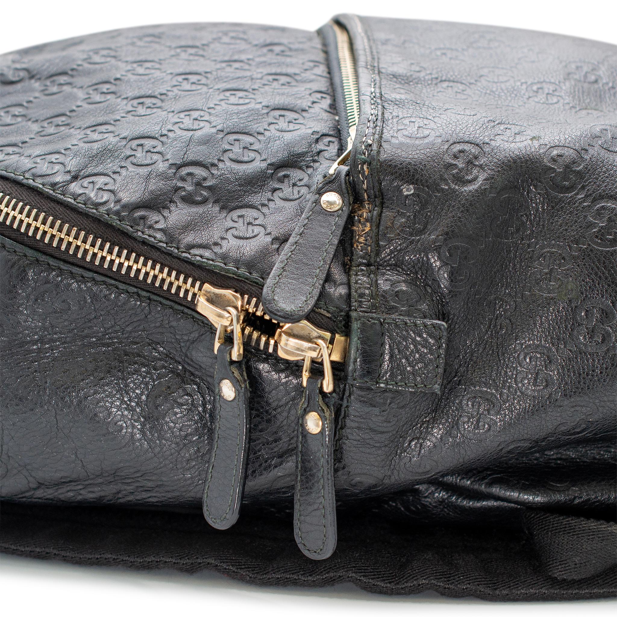 Gucci Guccissima 246414 Mochila de asa superior de piel negra para hombre 9