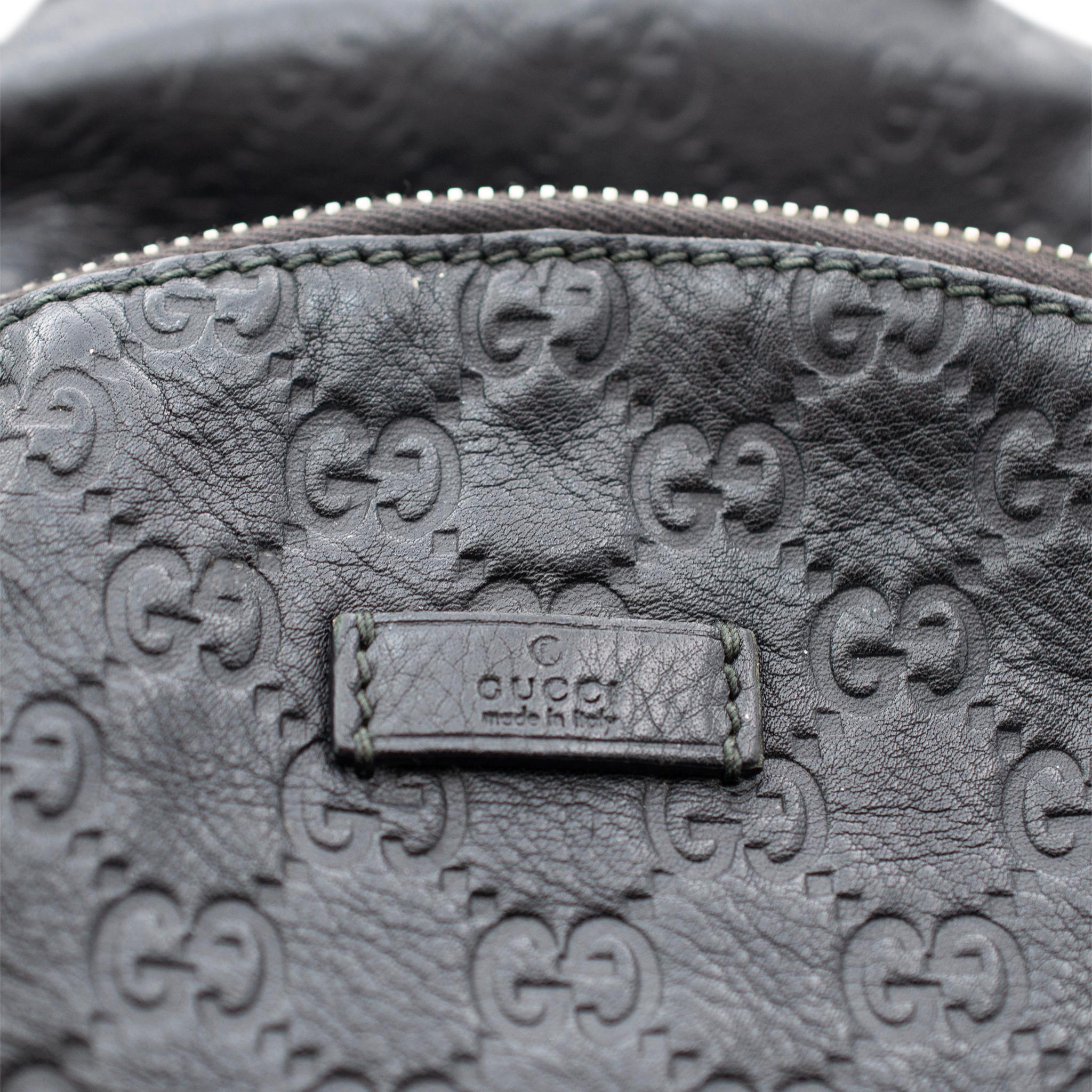 Gucci Guccissima 246414 Mochila de asa superior de piel negra para hombre 10