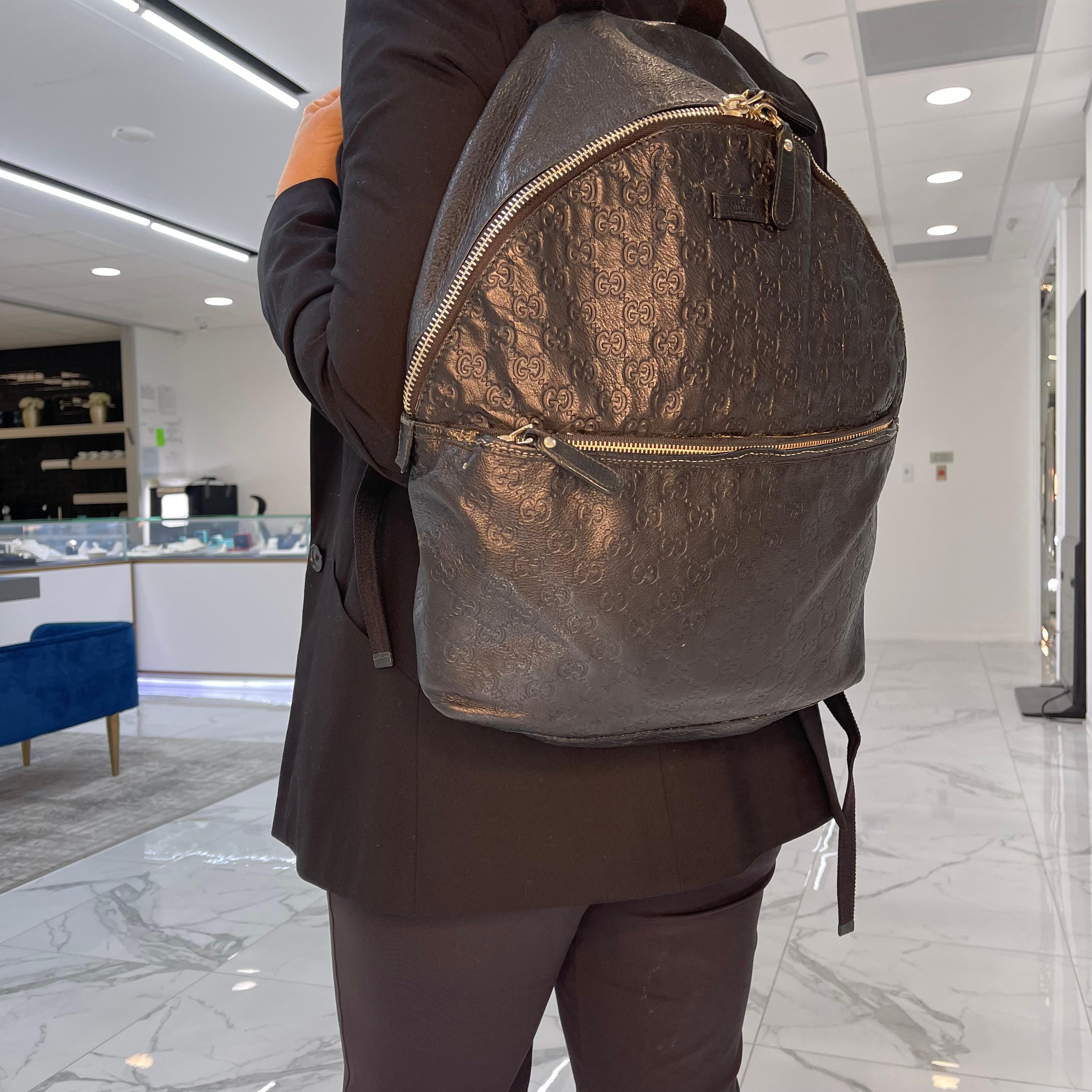 Gucci Guccissima 246414 Mochila de asa superior de piel negra para hombre 11