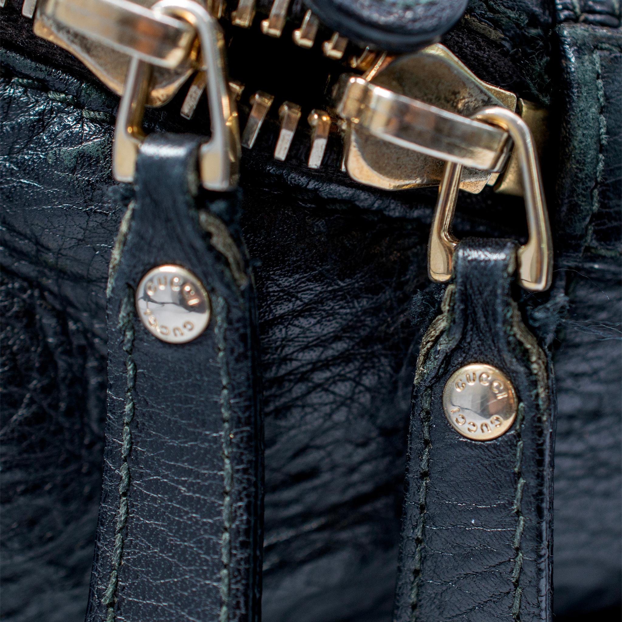 Gucci Guccissima 246414 Mochila de asa superior de piel negra para hombre 1