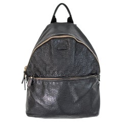 Gucci Guccissima 246414 Black Leather Men's Top Handle Backpack