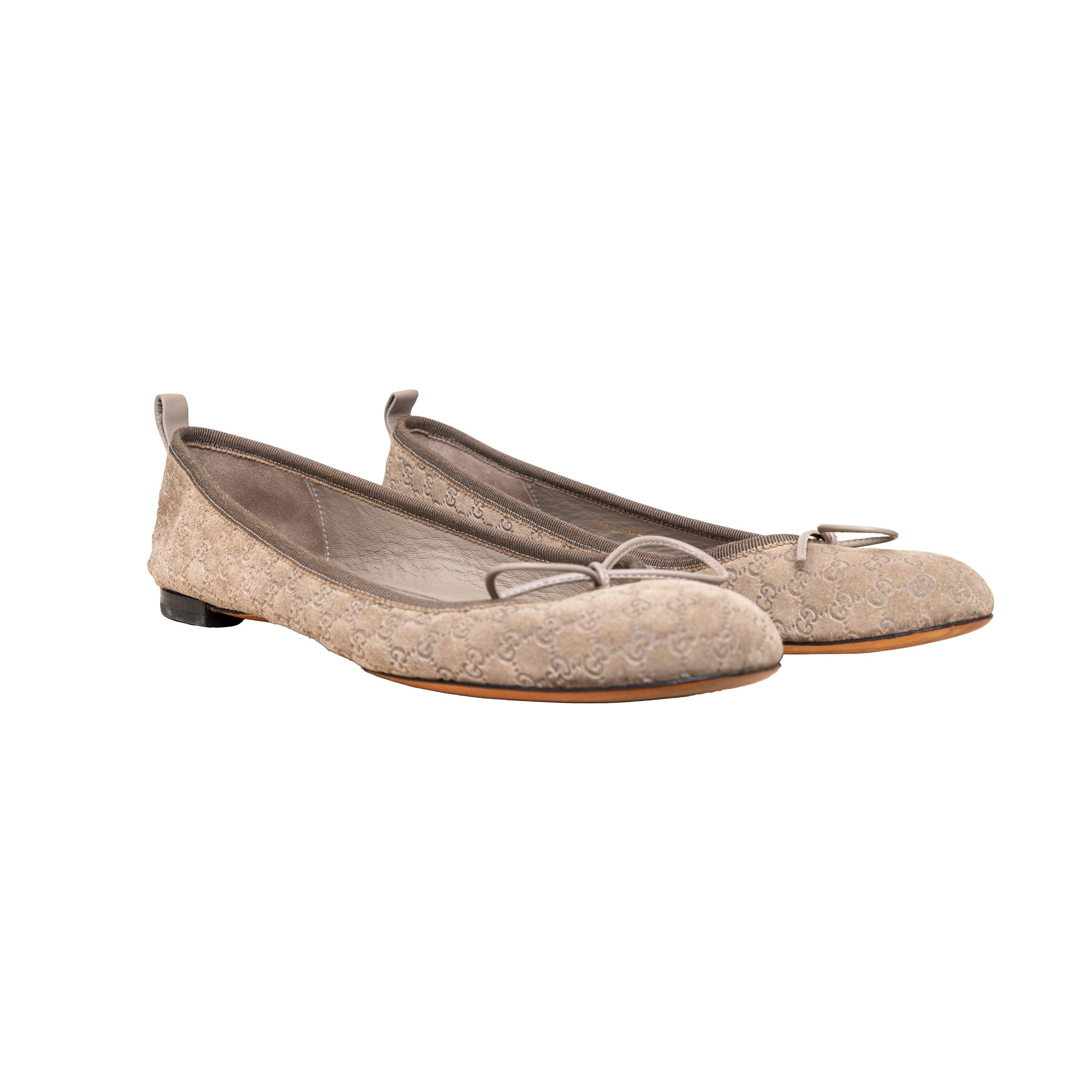 Brown Gucci Guccissima Ballet Flats - '10s For Sale