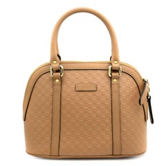 Gucci Guccissima Beige Leather Convertible Micro GG Small Dome Satchel Bag