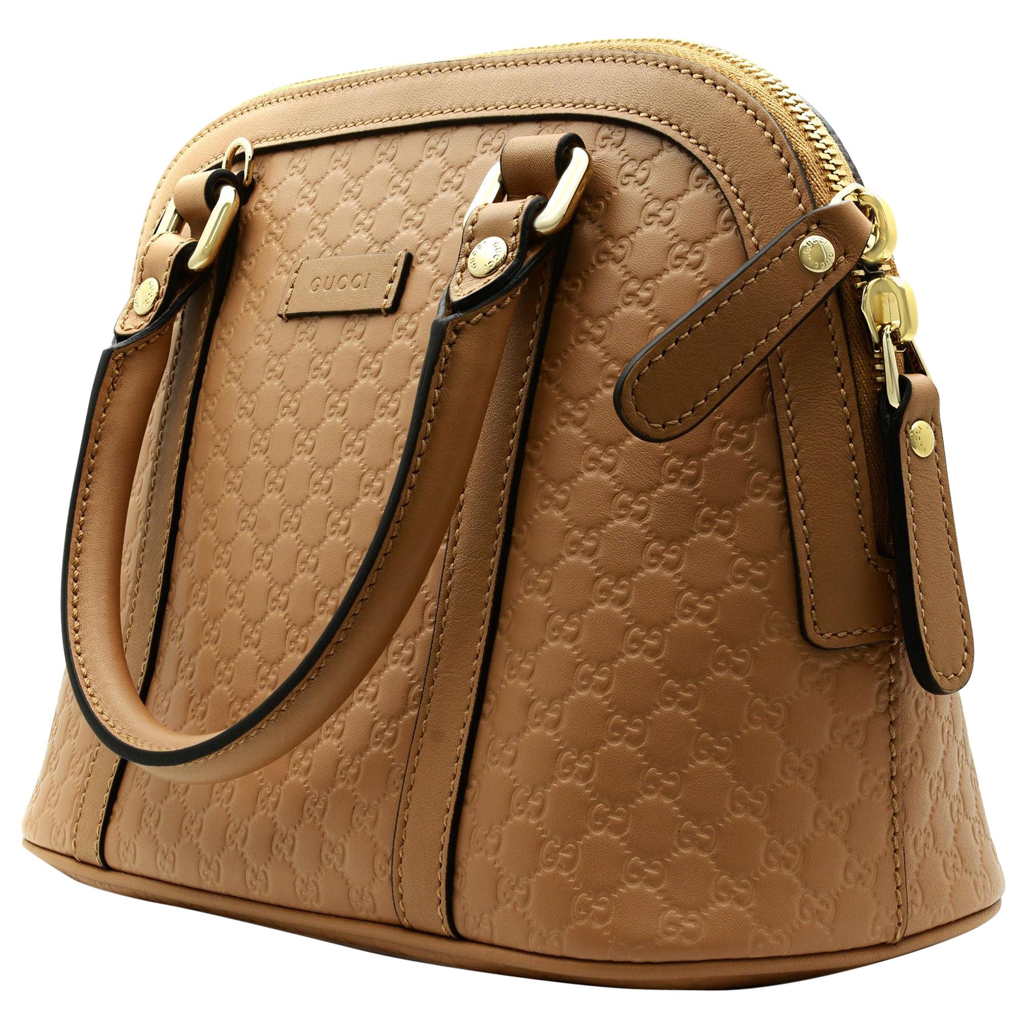 Gucci Brown/Beige GG Canvas and Leather Charm Dome Satchel Gucci