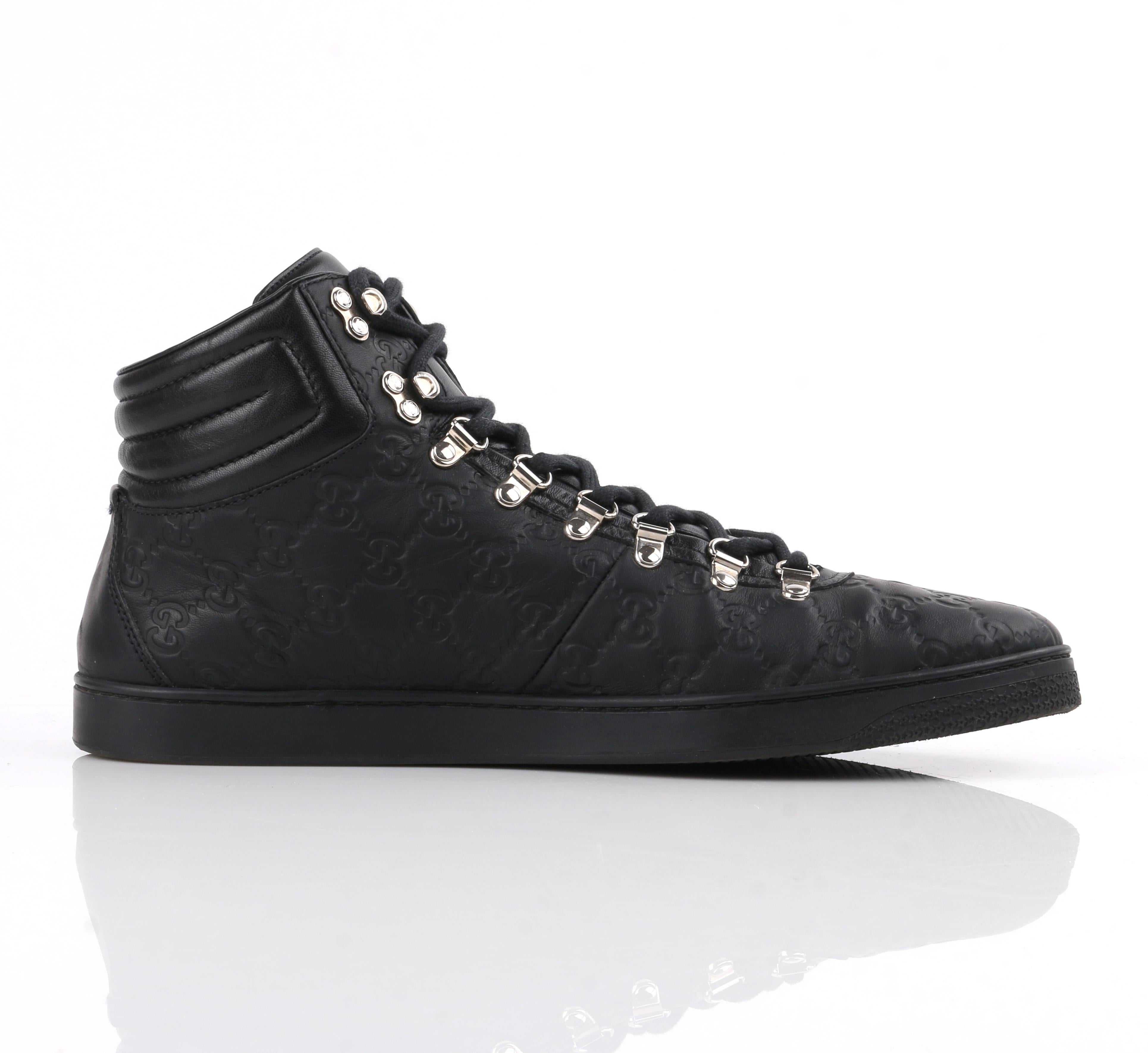 GUCCI "Guccissima" Black Leather Monogram Lace Up High Top Sneakers at  1stDibs | guccissima sneakers, gucci guccissima sneakers