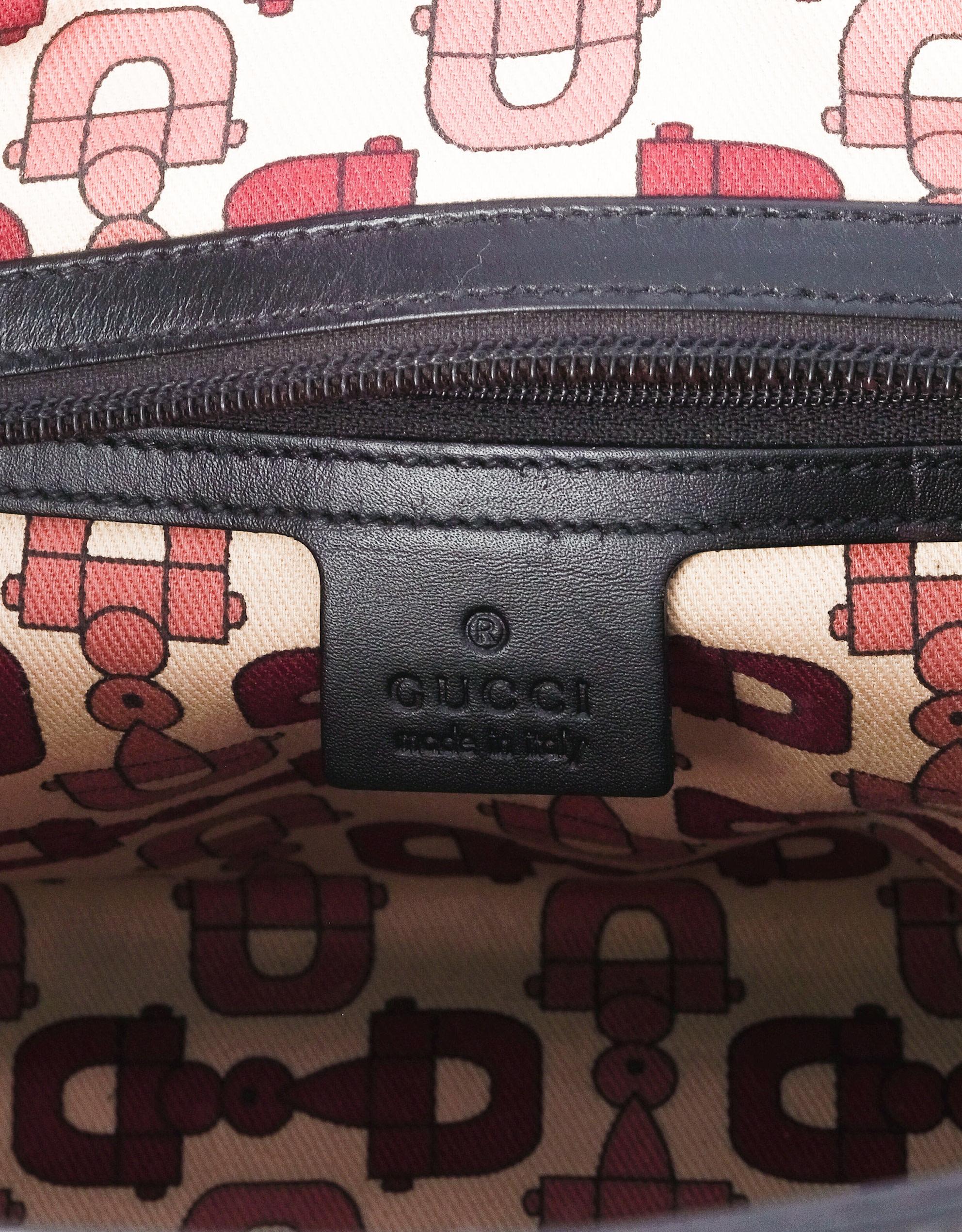 Gucci Guccissima Black Medium Punch Tote (145996) In Good Condition In Montreal, Quebec