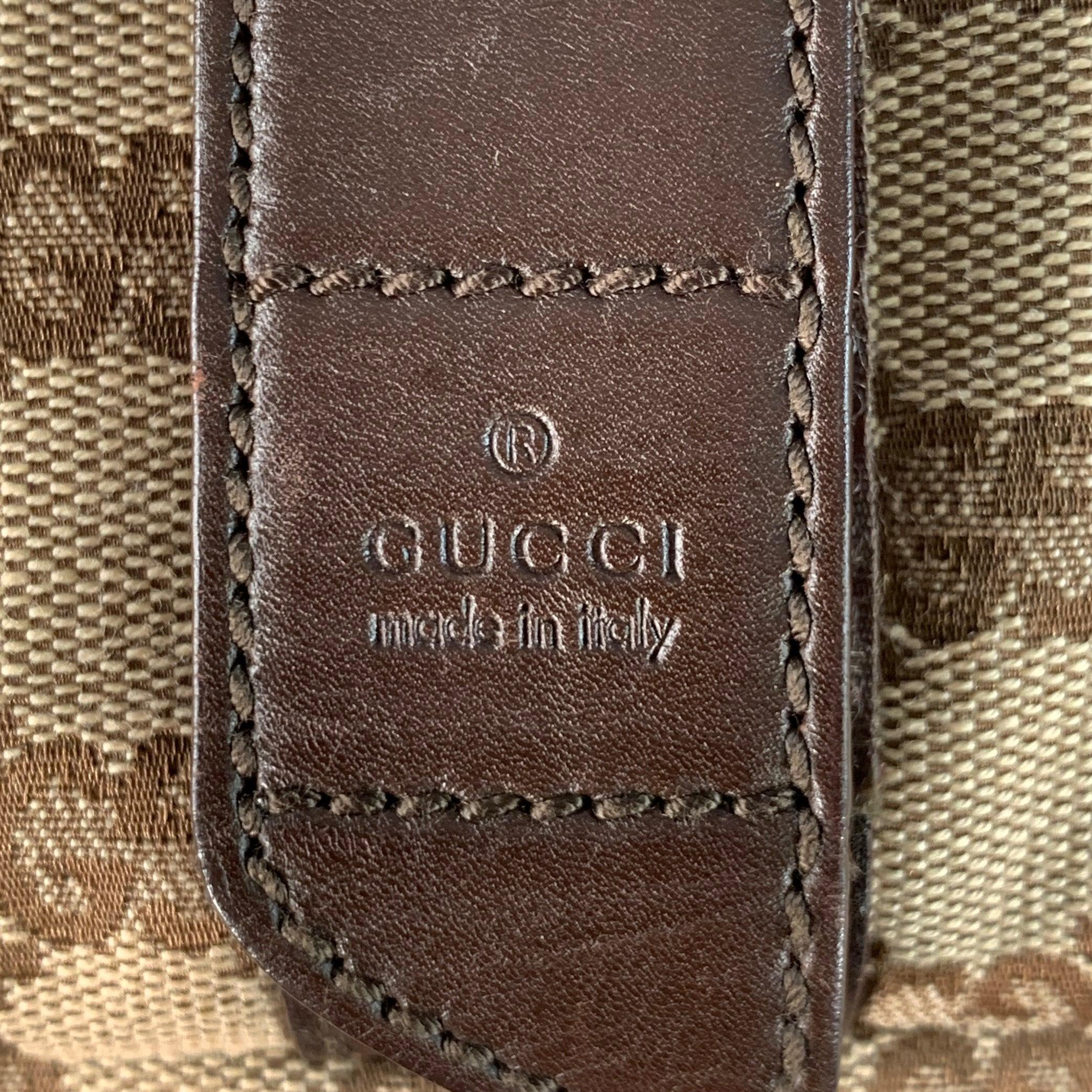 GUCCI Guccissima Brown Beige Monogram Canvas Leather Trim Messenger Bag For Sale 1