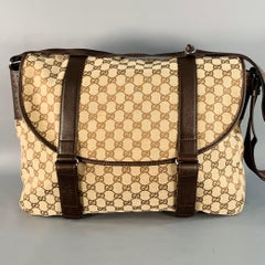 GUCCI Guccissima Braun Beige Monogram Canvas Lederbesatz Messenger Bag