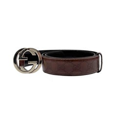 Gucci Guccissima Brown Interlocking GG Belt Size 90/36