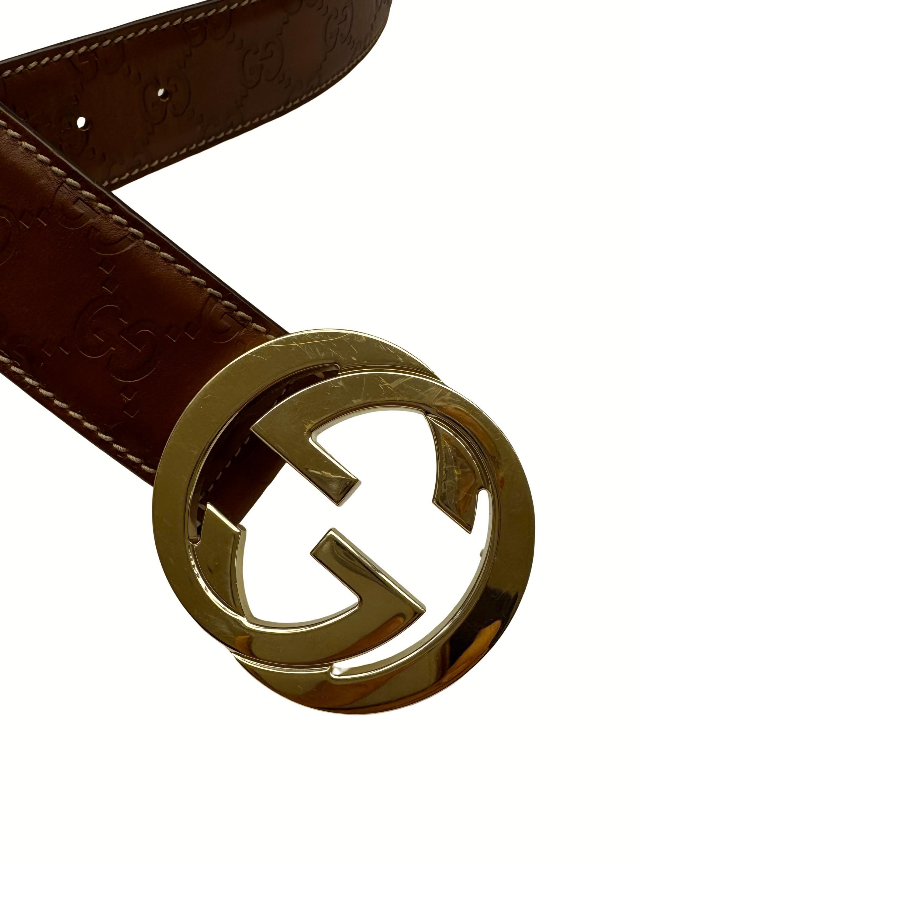 Noir Gucci Guccissima Brown Interlocking GG Belt Size 90/36 en vente