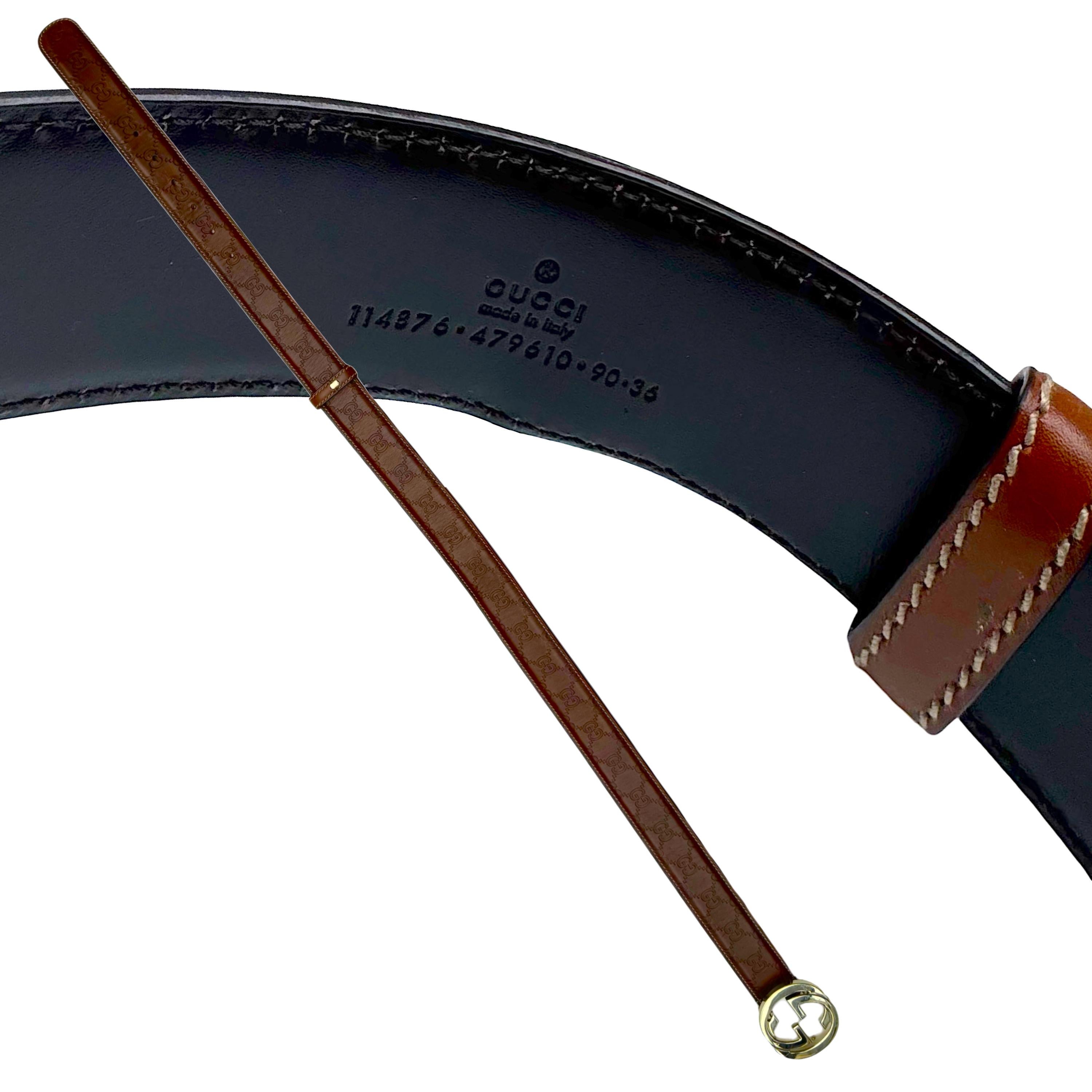 Gucci Guccissima Brown Interlocking GG Belt Size 90/36 Pour femmes en vente