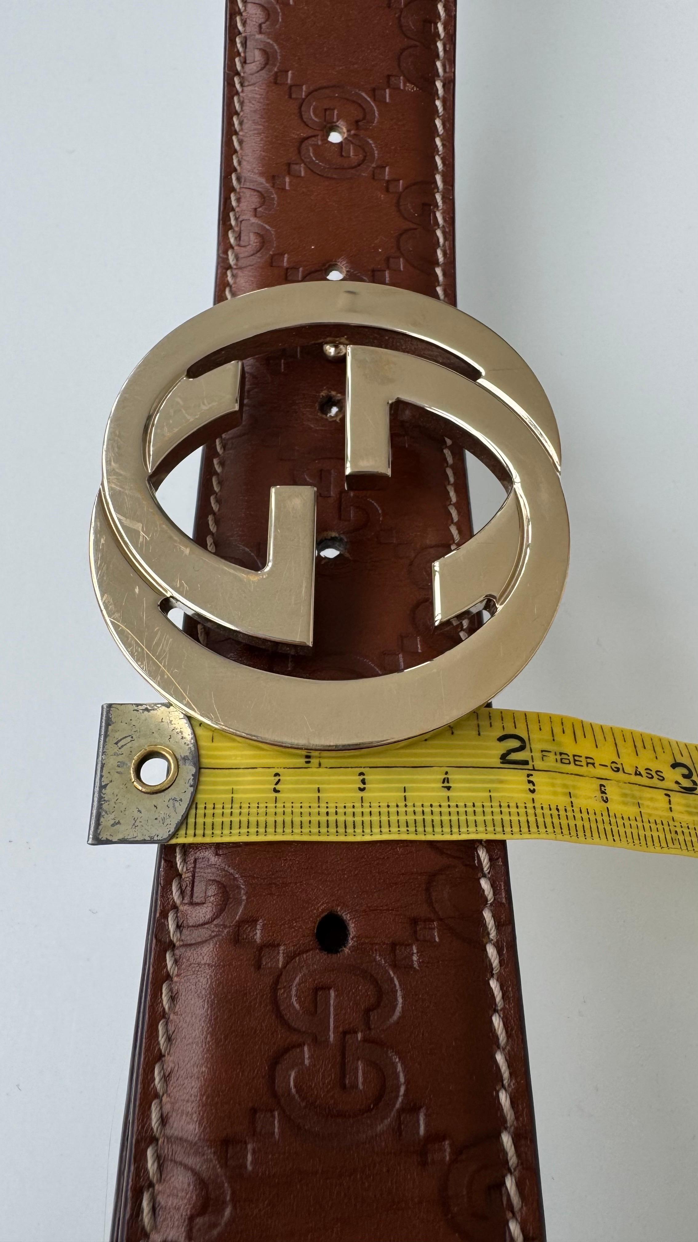 Gucci Guccissima Brown Interlocking GG Belt Size 90/36 en vente 1