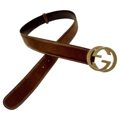 Gucci Guccissima Brown Interlocking GG Belt Size 90/36