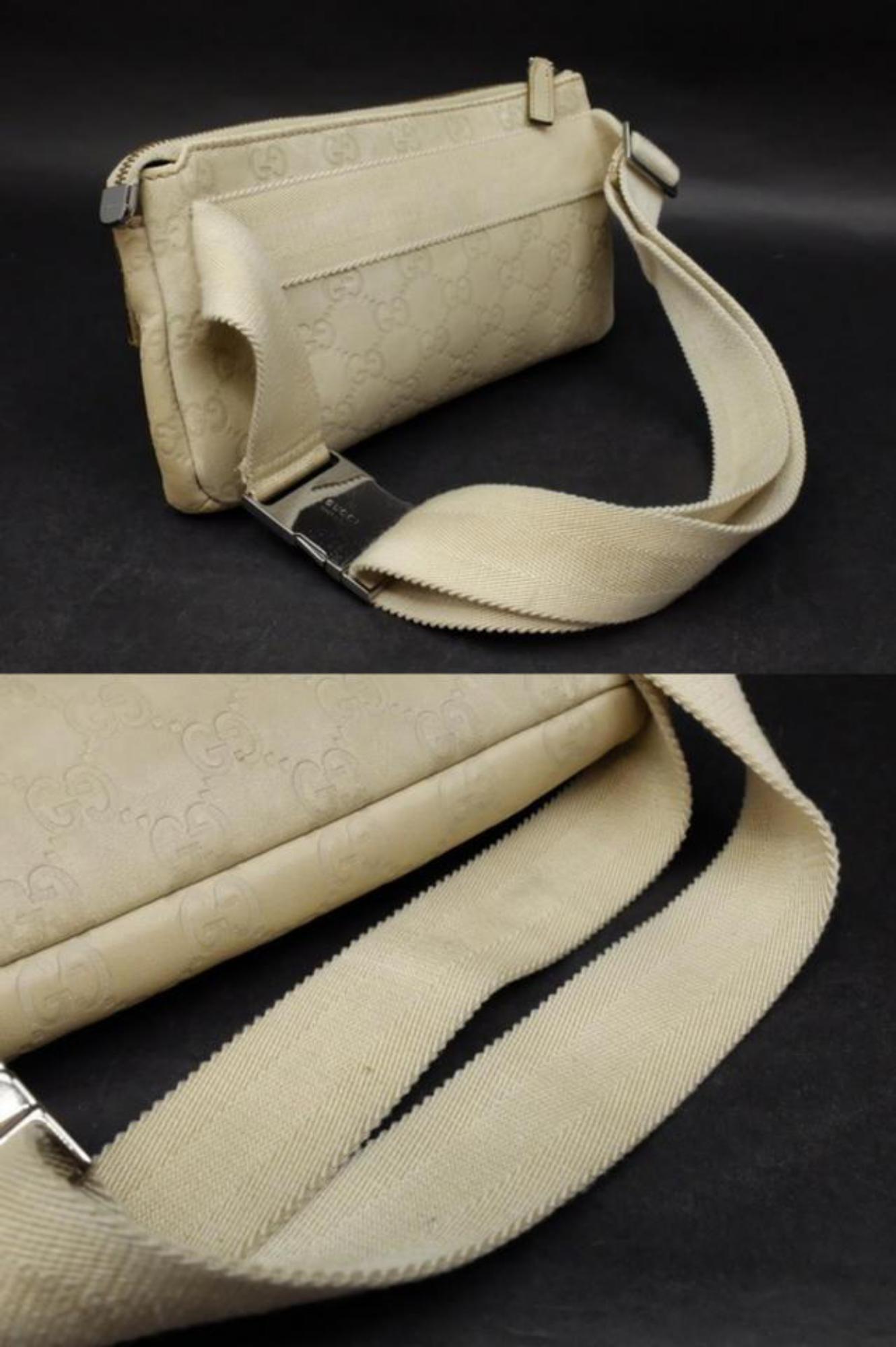 Gucci Guccissima Bum Fanny Pack Waist Pouch 232819 Beige Leather Cross Body Bag 8