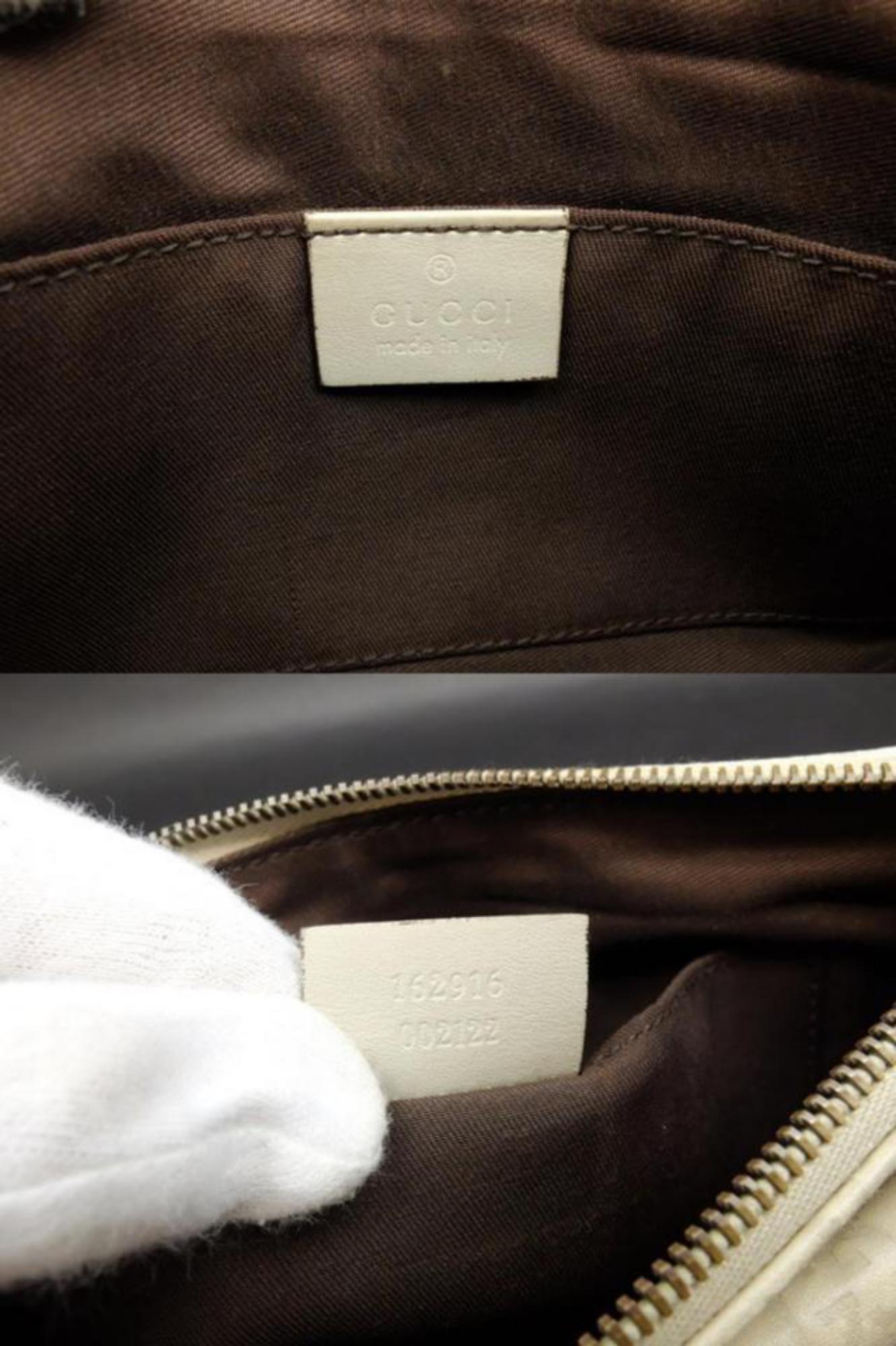 Gucci Guccissima Bum Fanny Pack Waist Pouch 232819 Beige Leather Cross Body Bag In Good Condition In Forest Hills, NY