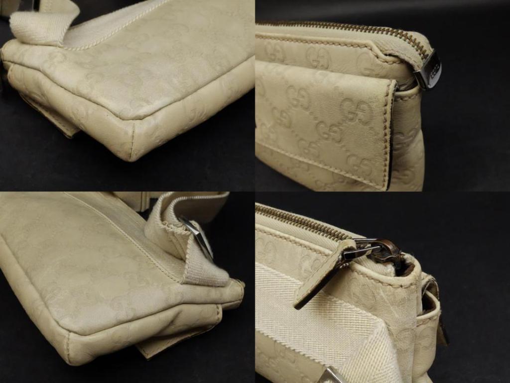 Gucci Guccissima Bum Fanny Pack Waist Pouch 232819 Beige Leather Cross Body Bag 1