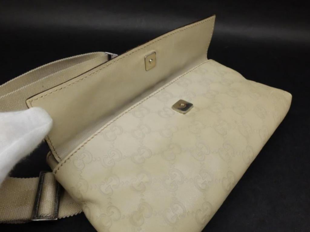Gucci Guccissima Bum Fanny Pack Waist Pouch 232819 Beige Leather Cross Body Bag 2