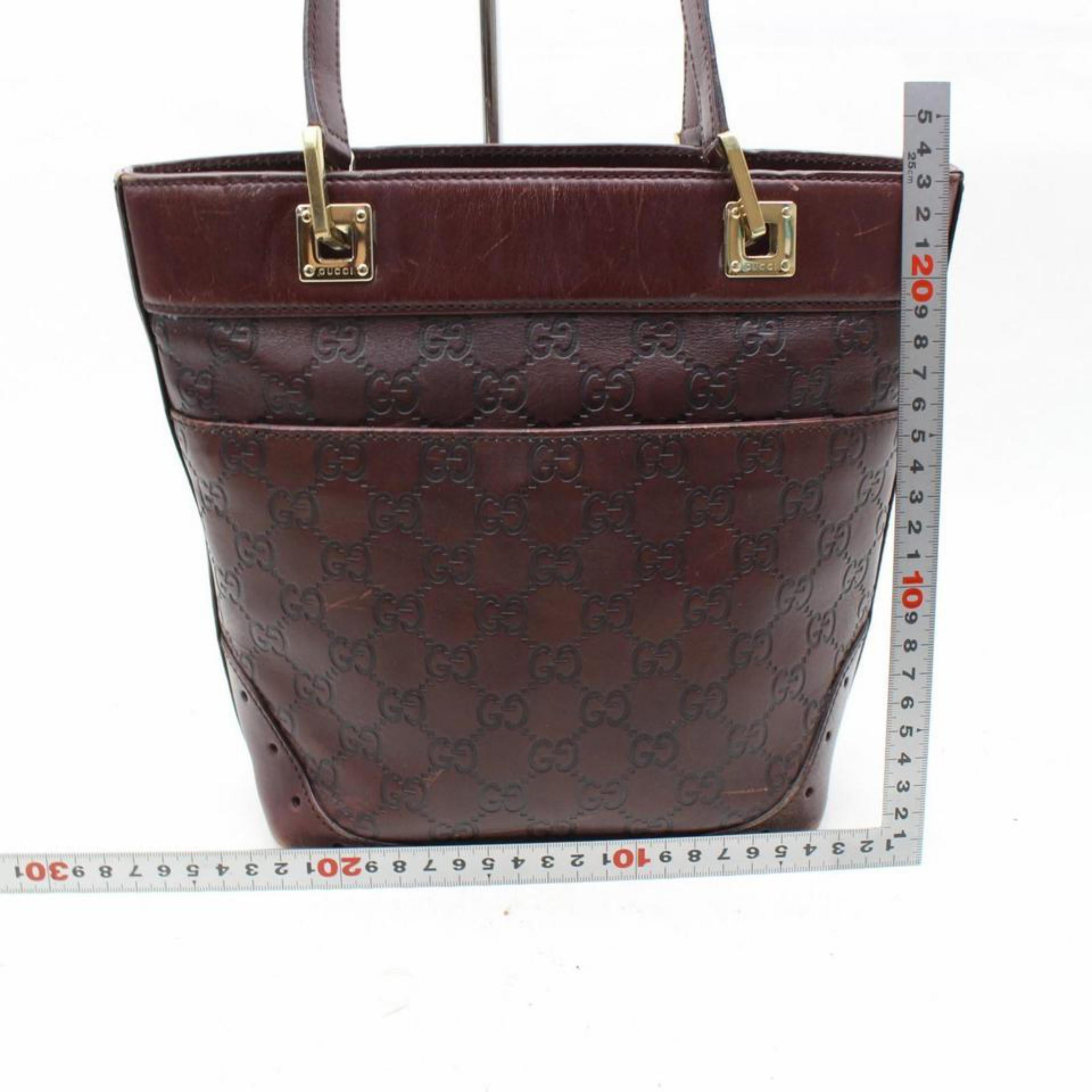 Gucci Guccissima Chain Logo Tote 867462 Brown Leather Shoulder Bag For Sale 1