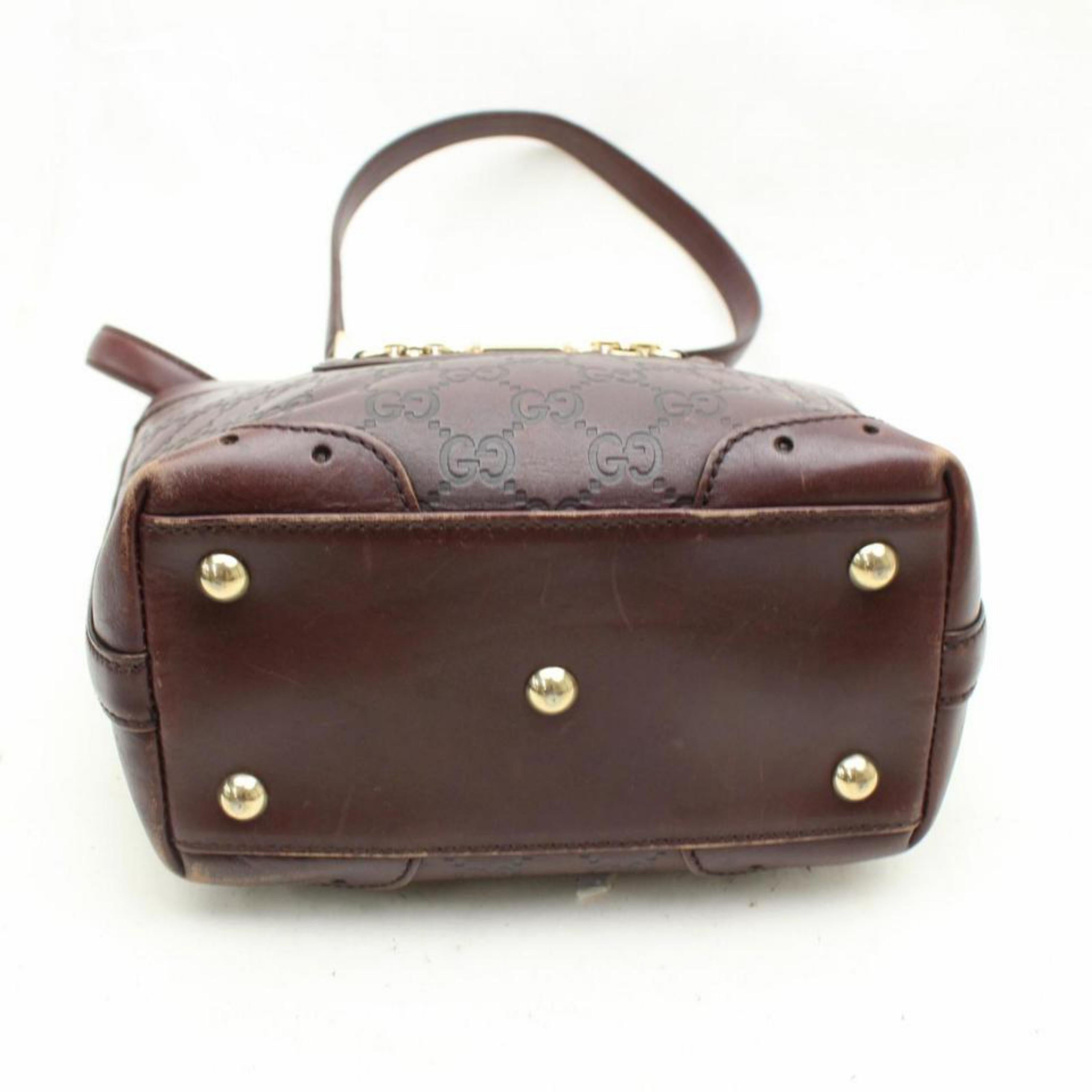 Gucci Guccissima Chain Logo Tote 867462 Brown Leather Shoulder Bag For Sale 2