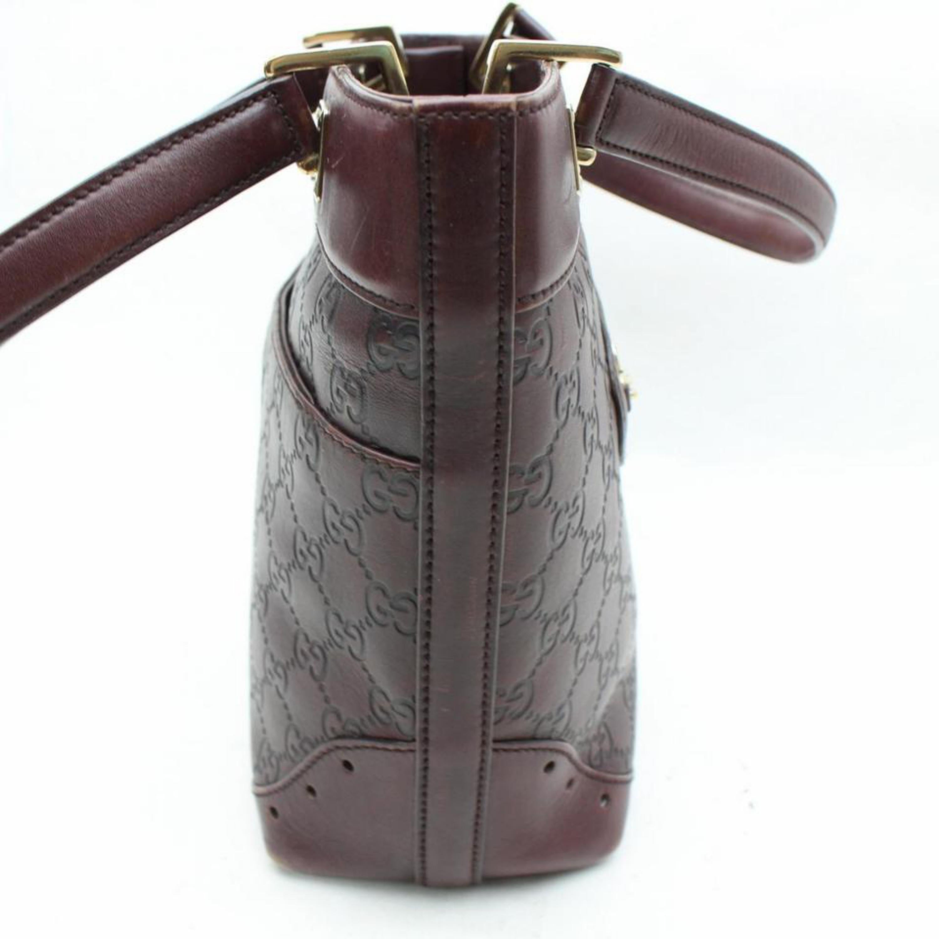 Gucci Guccissima Chain Logo Tote 867462 Brown Leather Shoulder Bag For Sale 3