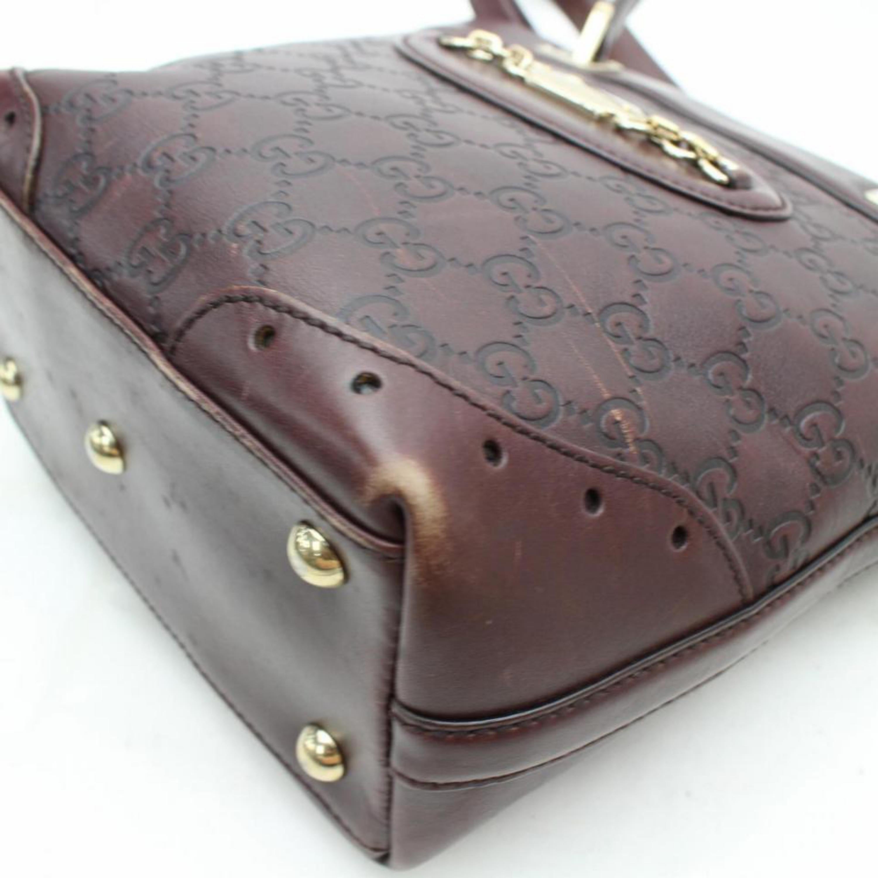 Gucci Guccissima Chain Logo Tote 867462 Brown Leather Shoulder Bag For Sale 4