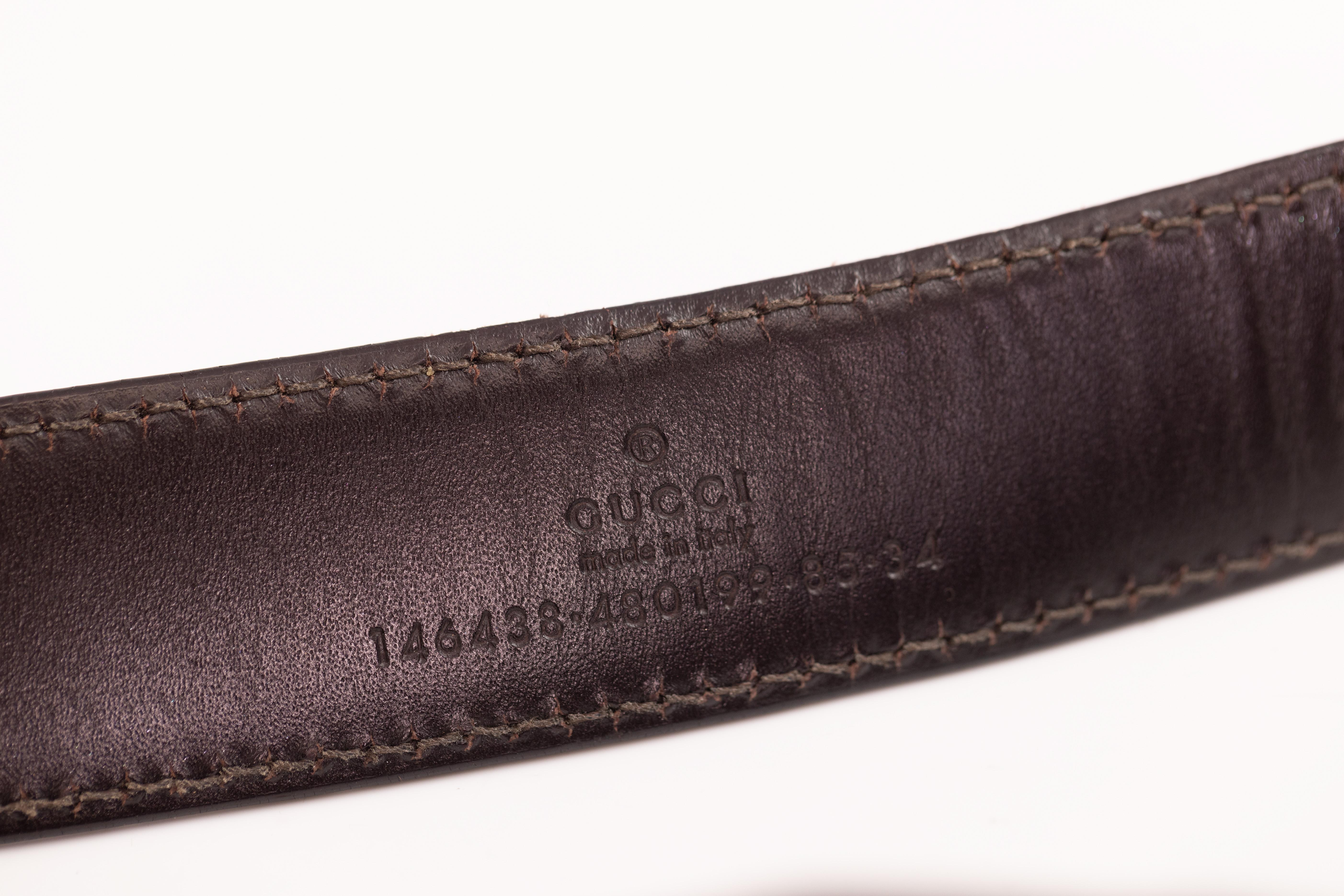 Gucci Guccissima Embossed Brown Leather Belt (85/34) In Good Condition In Montreal, Quebec