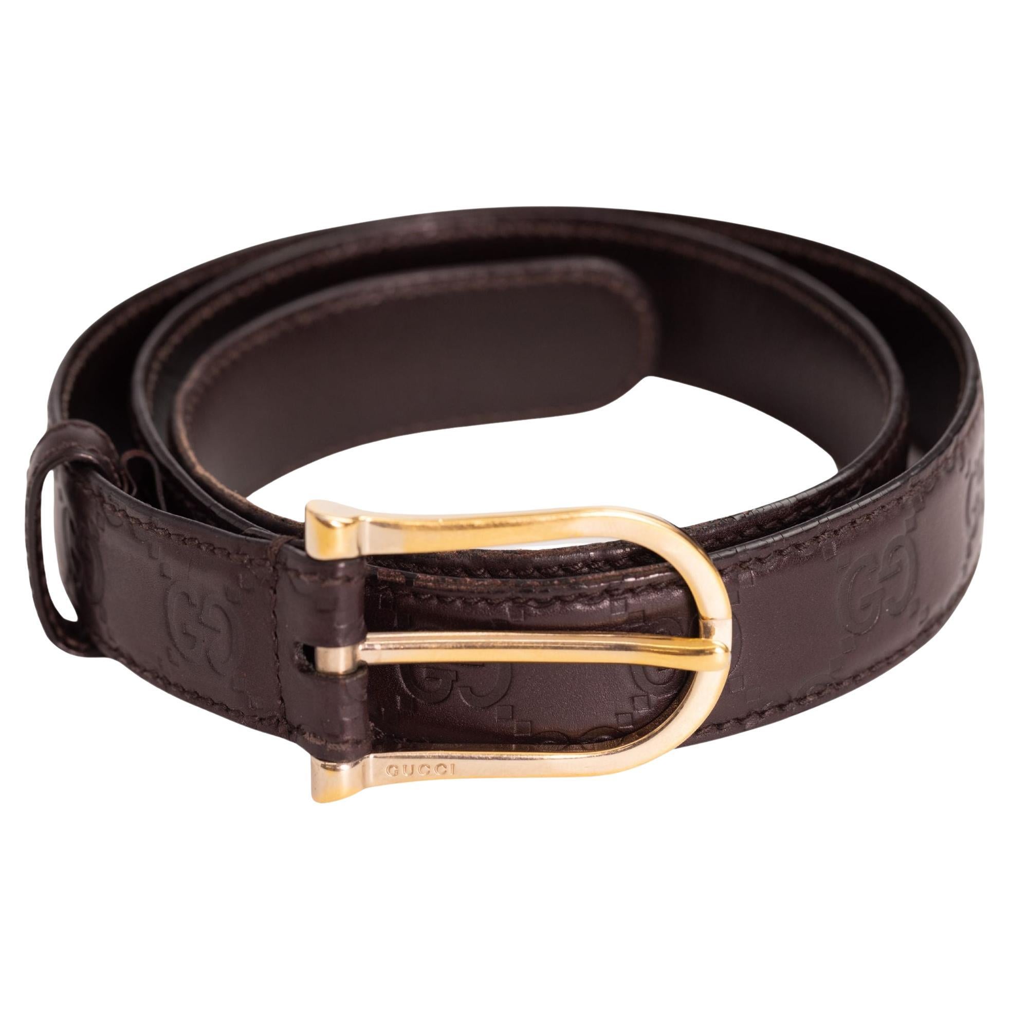 Gucci Guccissima Embossed Brown Leather Belt (85/34)