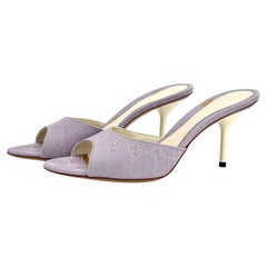 Gucci Guccissima GG Monogram Print Lilac Canvas Slip On Mules 36.5