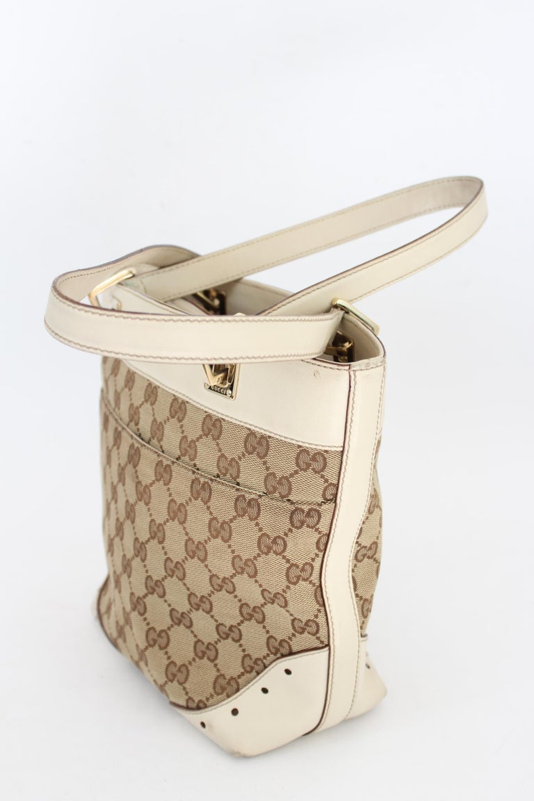 Gucci Guccissima GG Punch Beige Leather Canvas Monogram Tote Bag 1990s at  1stDibs | valentina purses