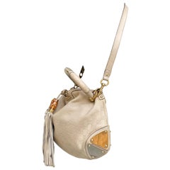 Gucci Guccissima Graue Leder-Umhängetasche mit Indy Top-Griff und Crossbody-Riemenn