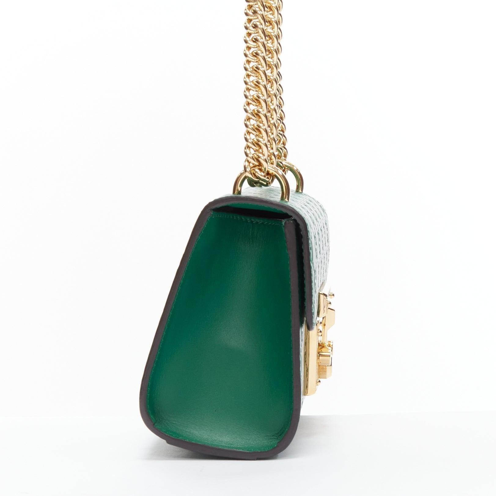 Women's GUCCI Guccissima green leather gold padlock crossbody chain bag