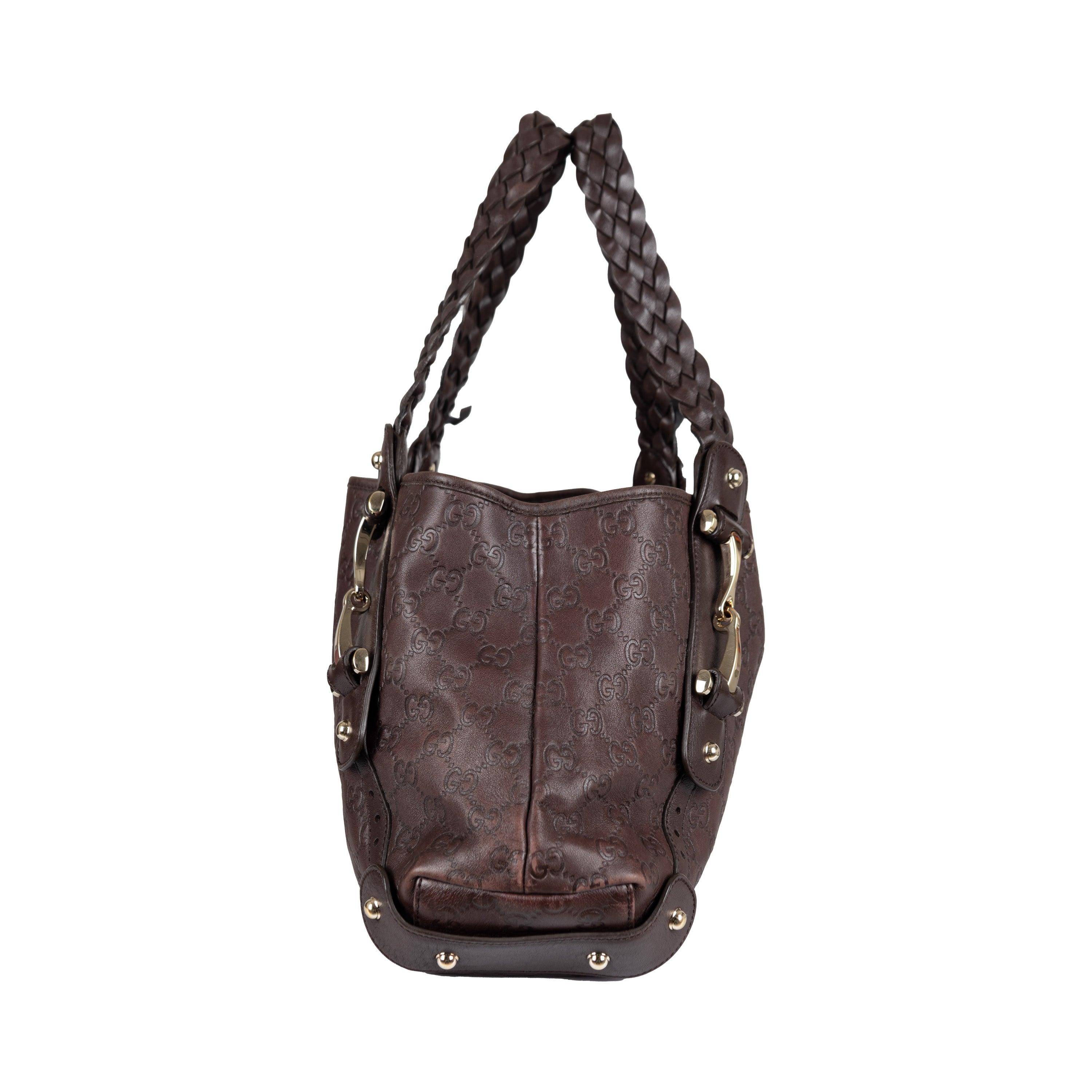 Black Gucci Guccissima Horsebit Pelham Shoulder Bag - '10s For Sale