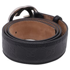 Gucci Guccissima Interlocking G Buckle Belt in Black Leather