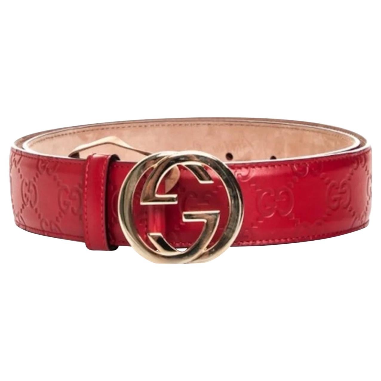 Gucci Guccissima Interlocking Red G Belt (Size 95/38)