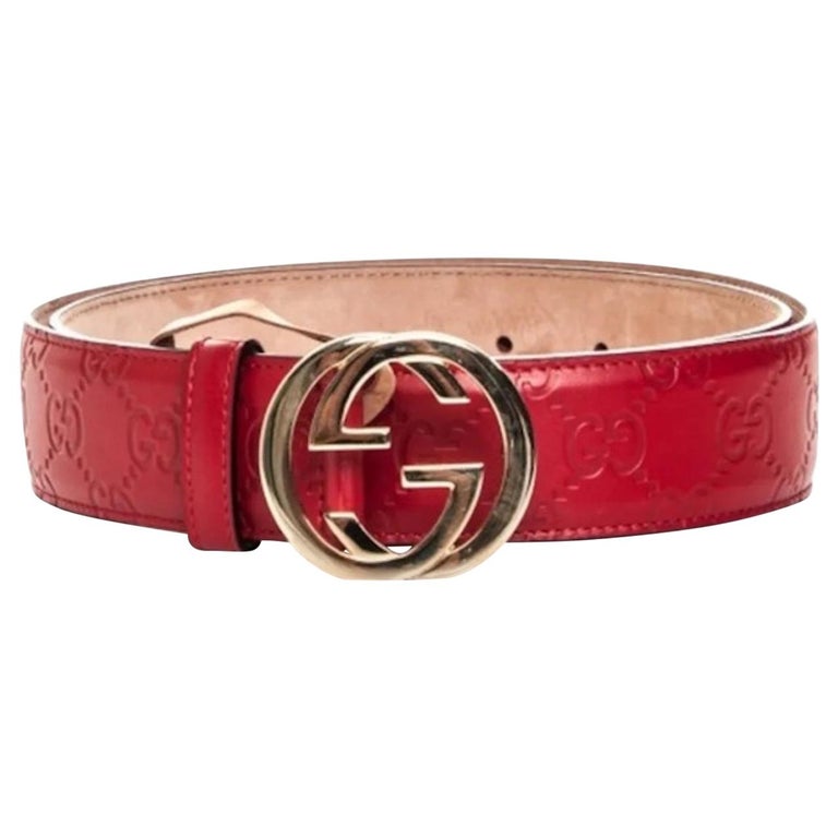Gucci Suede Belt With Interlocking G in Red