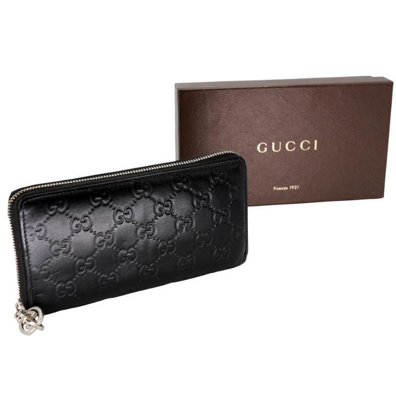 Black Gucci Guccissima Large GM Zippy GG Wallet GG-1203P-0002 For Sale
