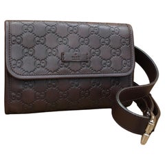 Vintage 2000s GUCCI Guccissima Calfskin Leather Belt Bag Chocolate