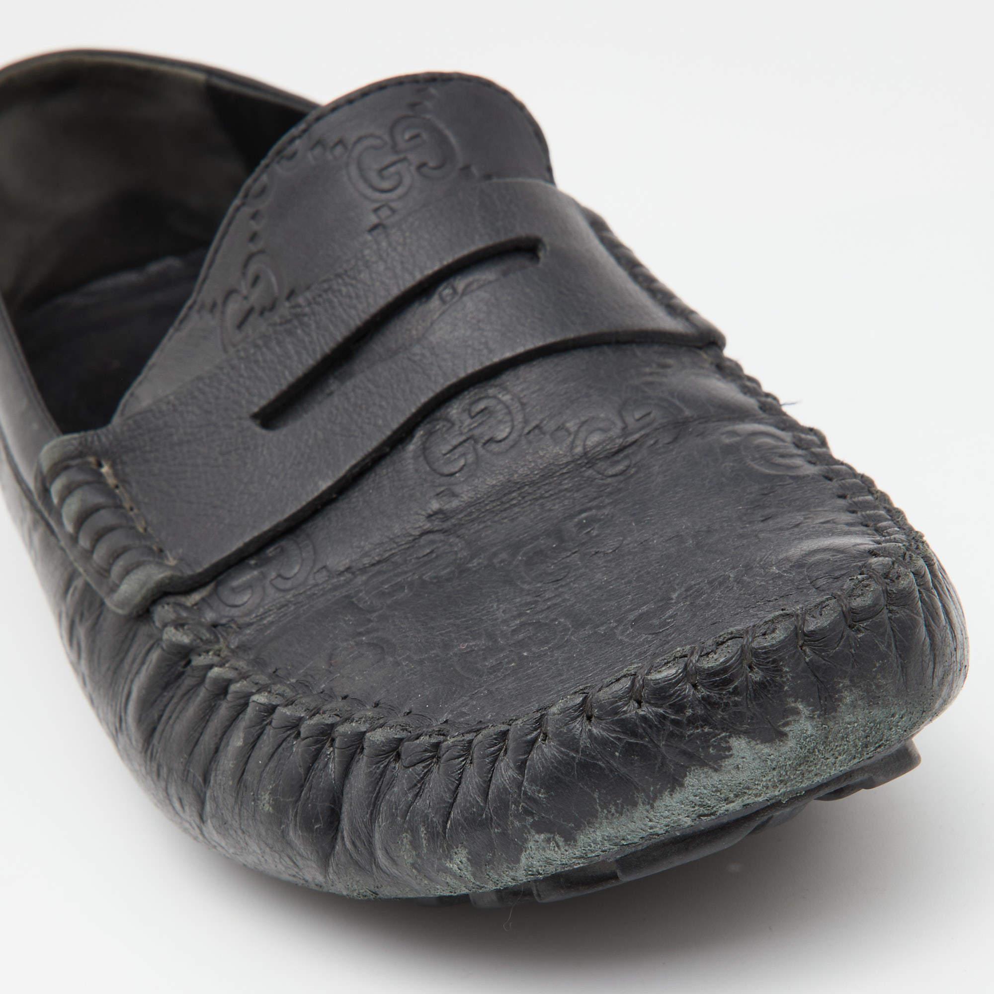 Gucci Guccissima Leather Penny Slip On Loafers Size 40.5 For Sale 2
