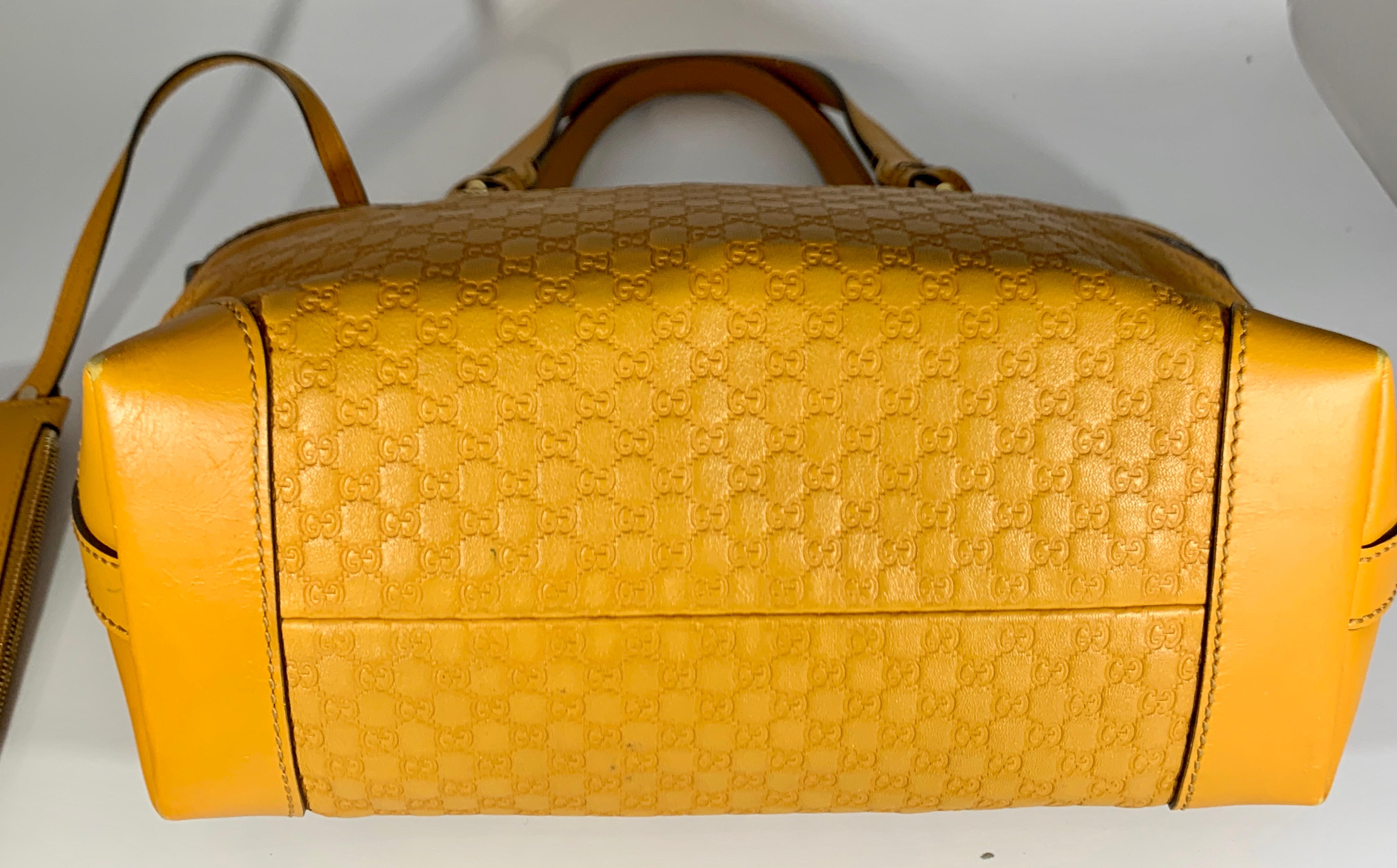 Gucci  Guccissima Leather Small Yellow/ Mustard Tote, With Pouch Like New 2