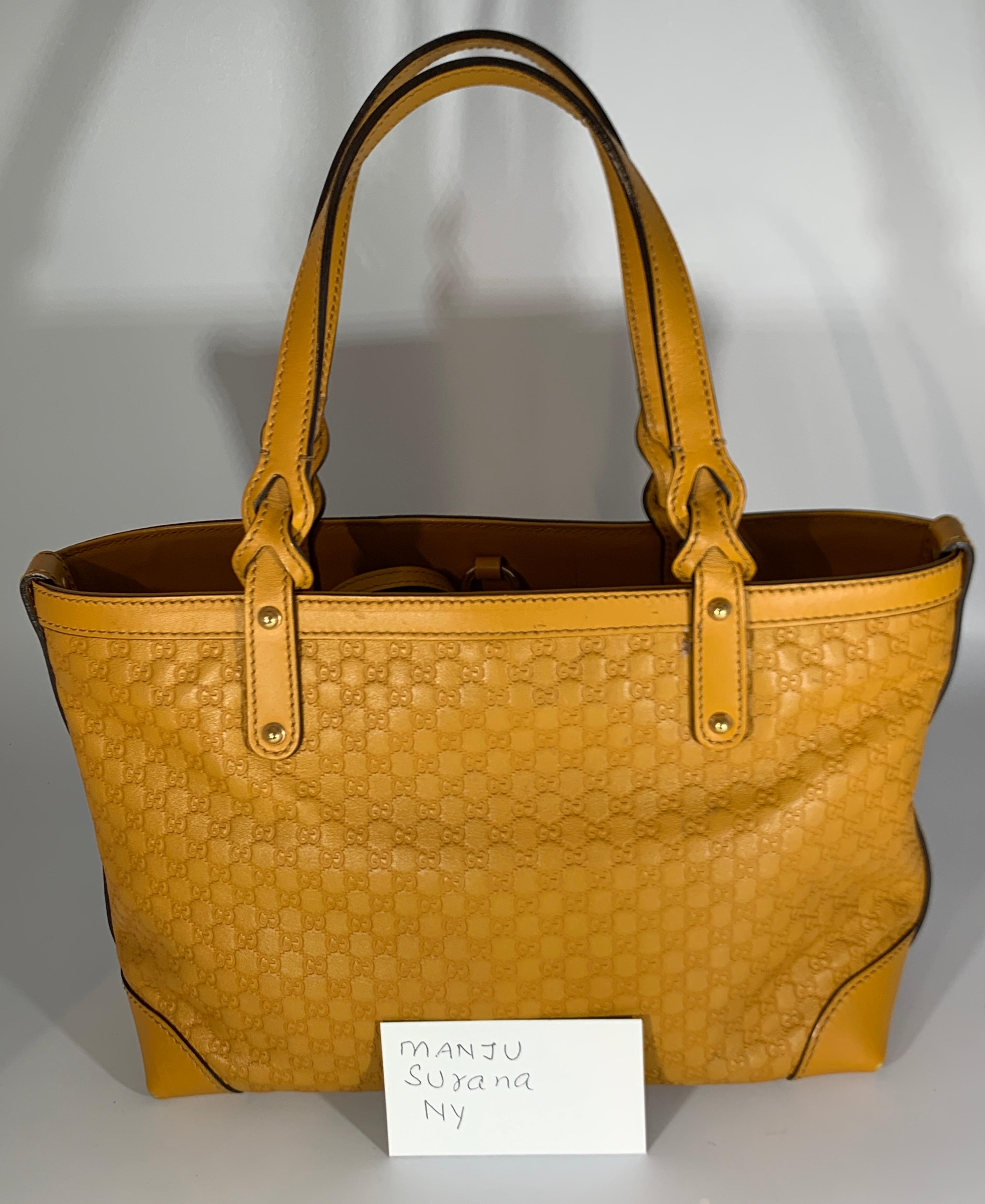 Gucci  Guccissima Leather Small Yellow/ Mustard Tote, With Pouch Like New 3