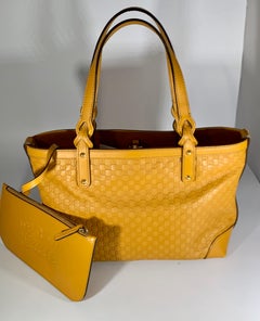 Gucci  Guccissima Leather Small Yellow/ Mustard Tote, With Pouch Like New