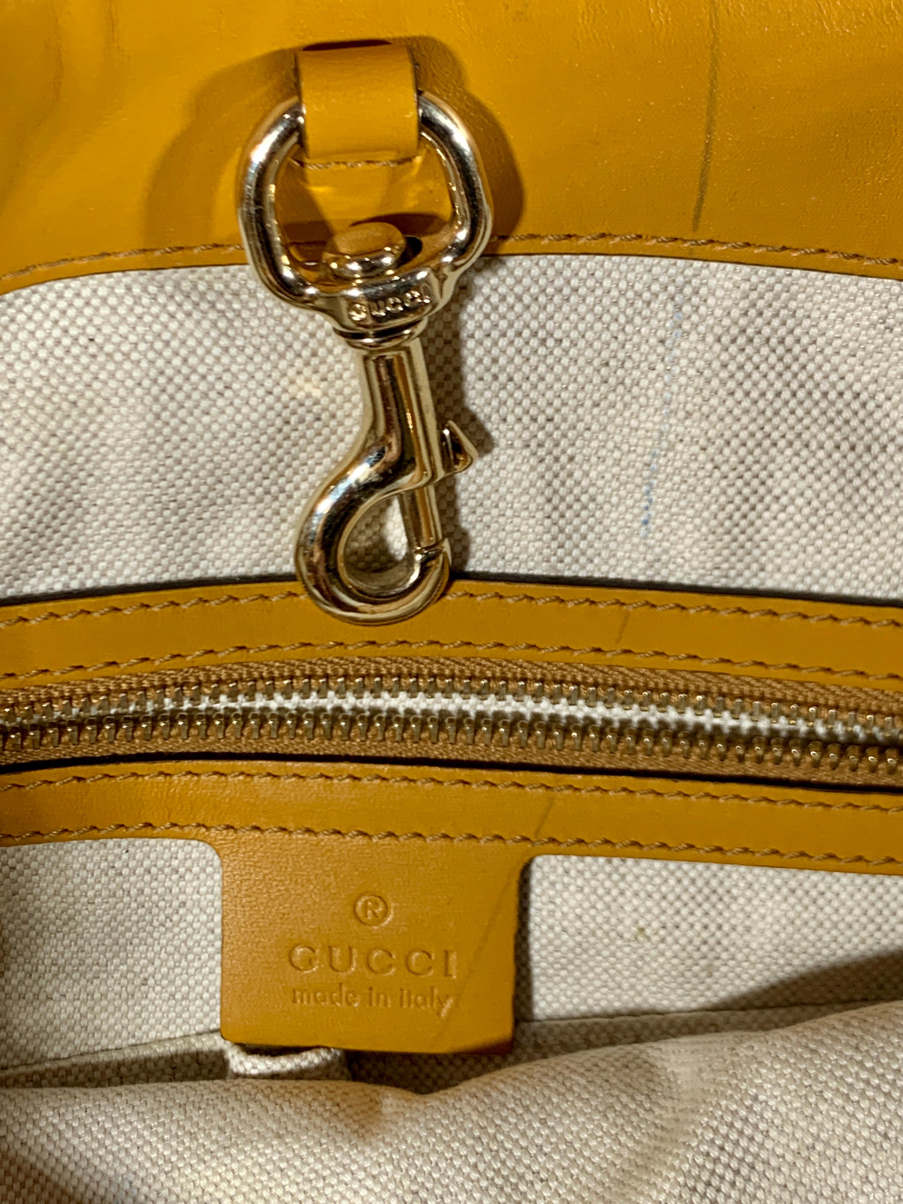 Orange Gucci  Guccissima Leather Small Yellow/ Mustard Tote, With Pouch Like New