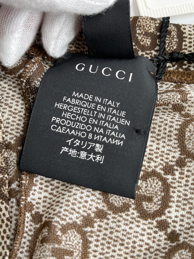 Gucci Guccissima Print Supreme Beige Ebony Tights Medium For Sale At 1stdibs