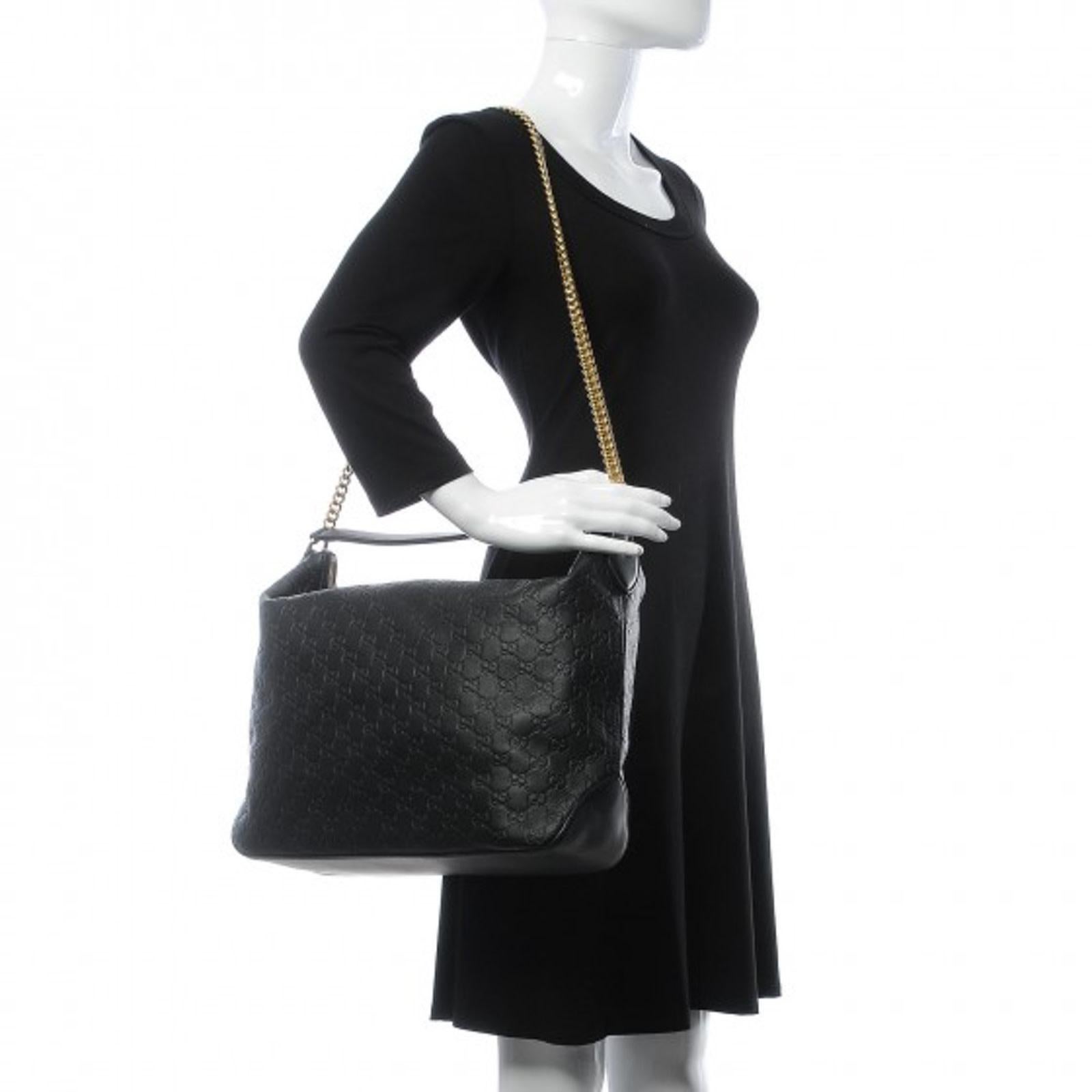 Women's or Men's Gucci Guccissima Signature Large Linea Hobo Bag Black