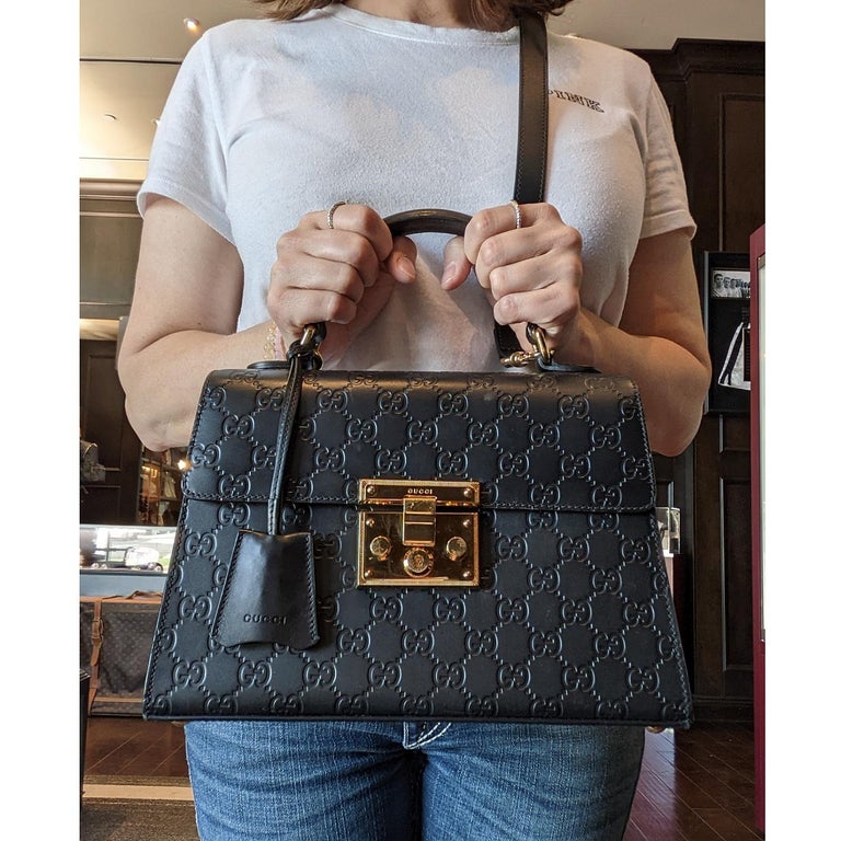 Gucci Guccissima Signature Padlock Flap Top Handle Bag at 1stDibs