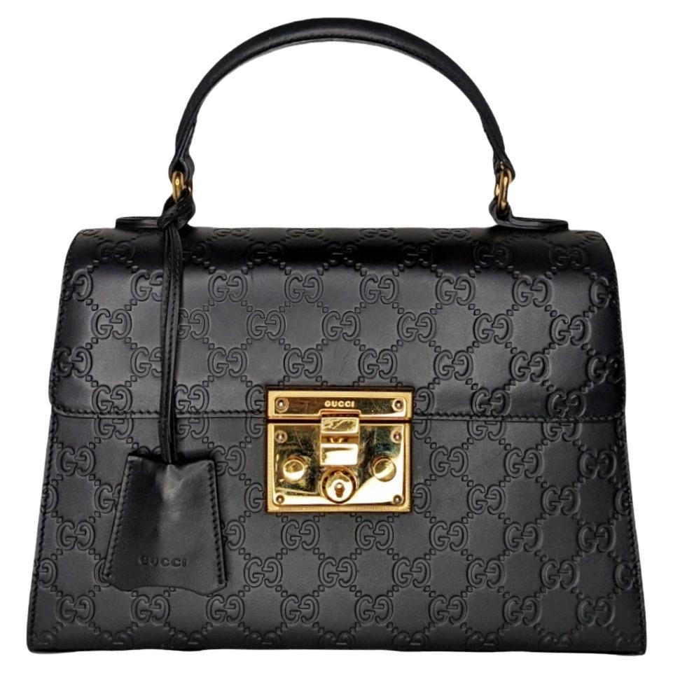 Gucci Guccissima Signature Padlock Flap Top Handle Bag