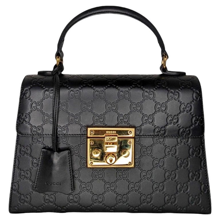 Gucci Guccissima Signature Padlock Flap Top Handle Bag at 1stDibs