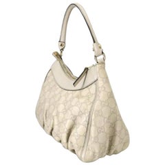 Gucci Guccissima Small D-ring 220933 Ivory Leather Hobo Bag