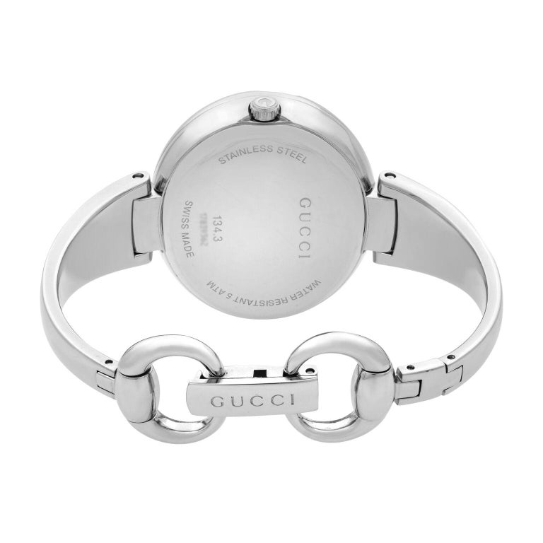 Gucci Guccissima Steel Black Oval Dial Quartz Ladies Bangle Watch Ya134301 For Sale At 1stdibs
