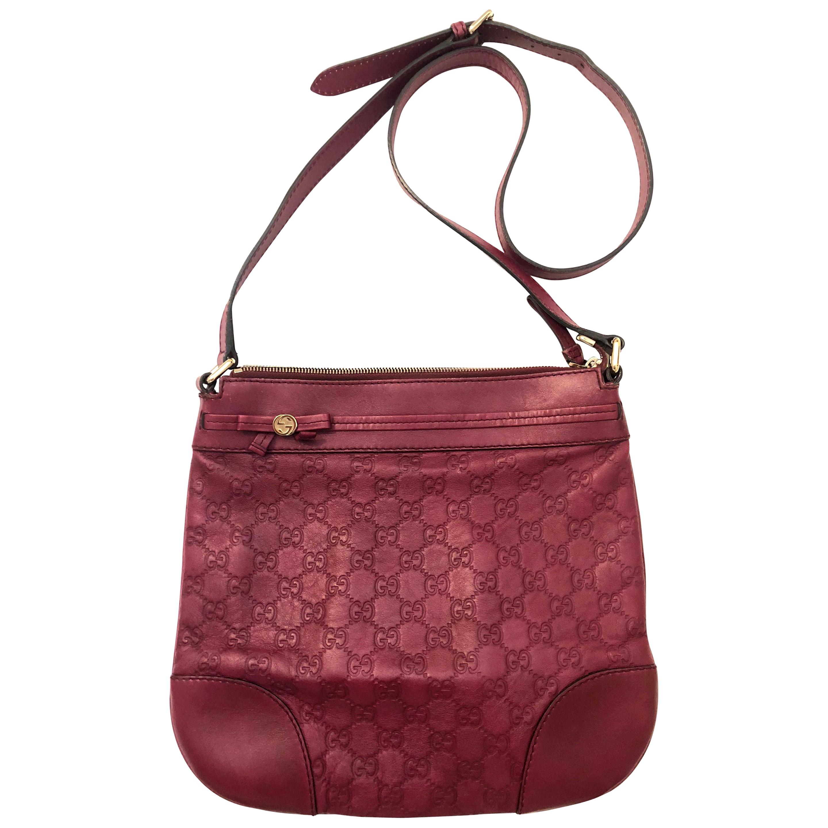 Gucci Guccissima Vintage Monogram Red Leather Crossbody Bag